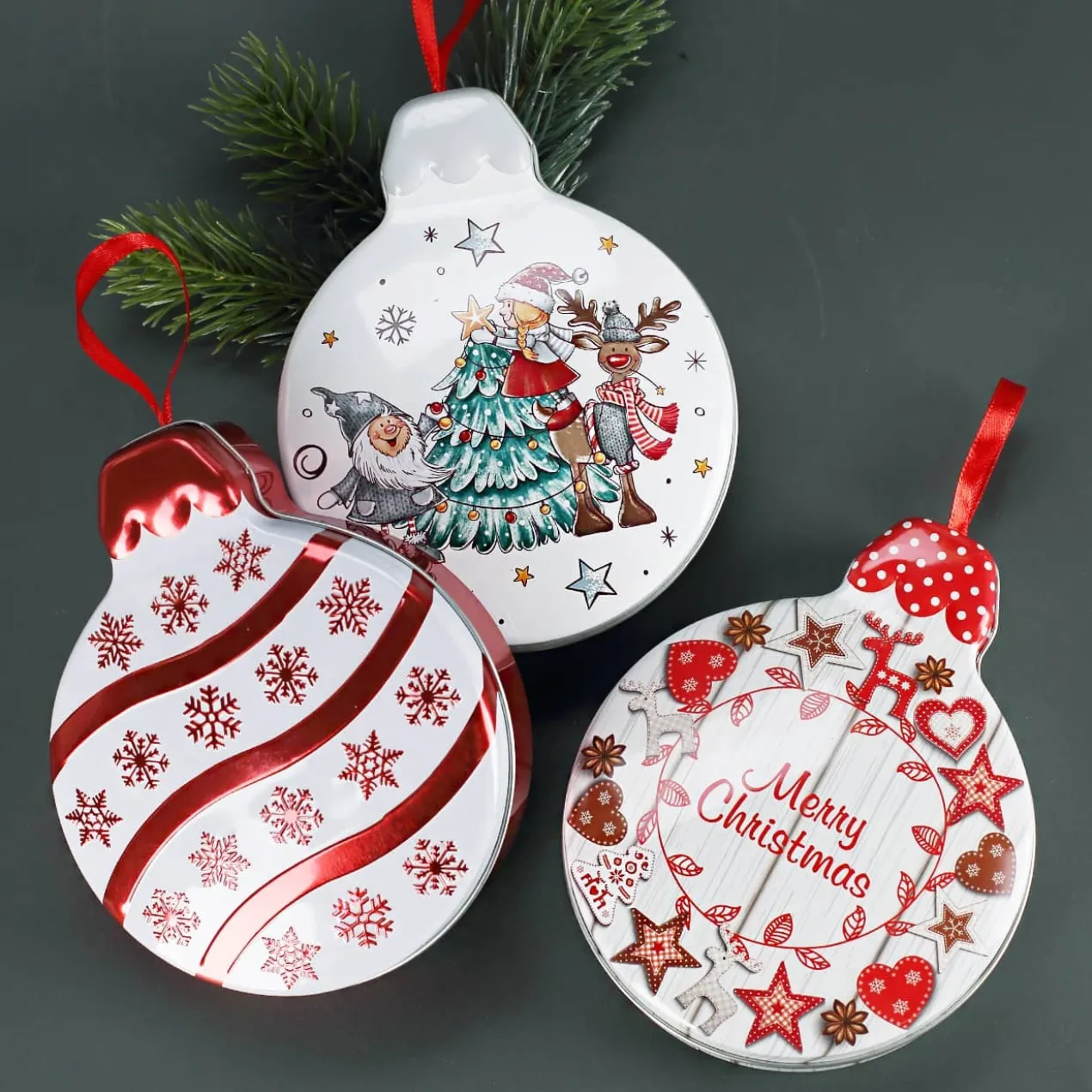 Metalldose Weihnachtskugel zum Aufhängen