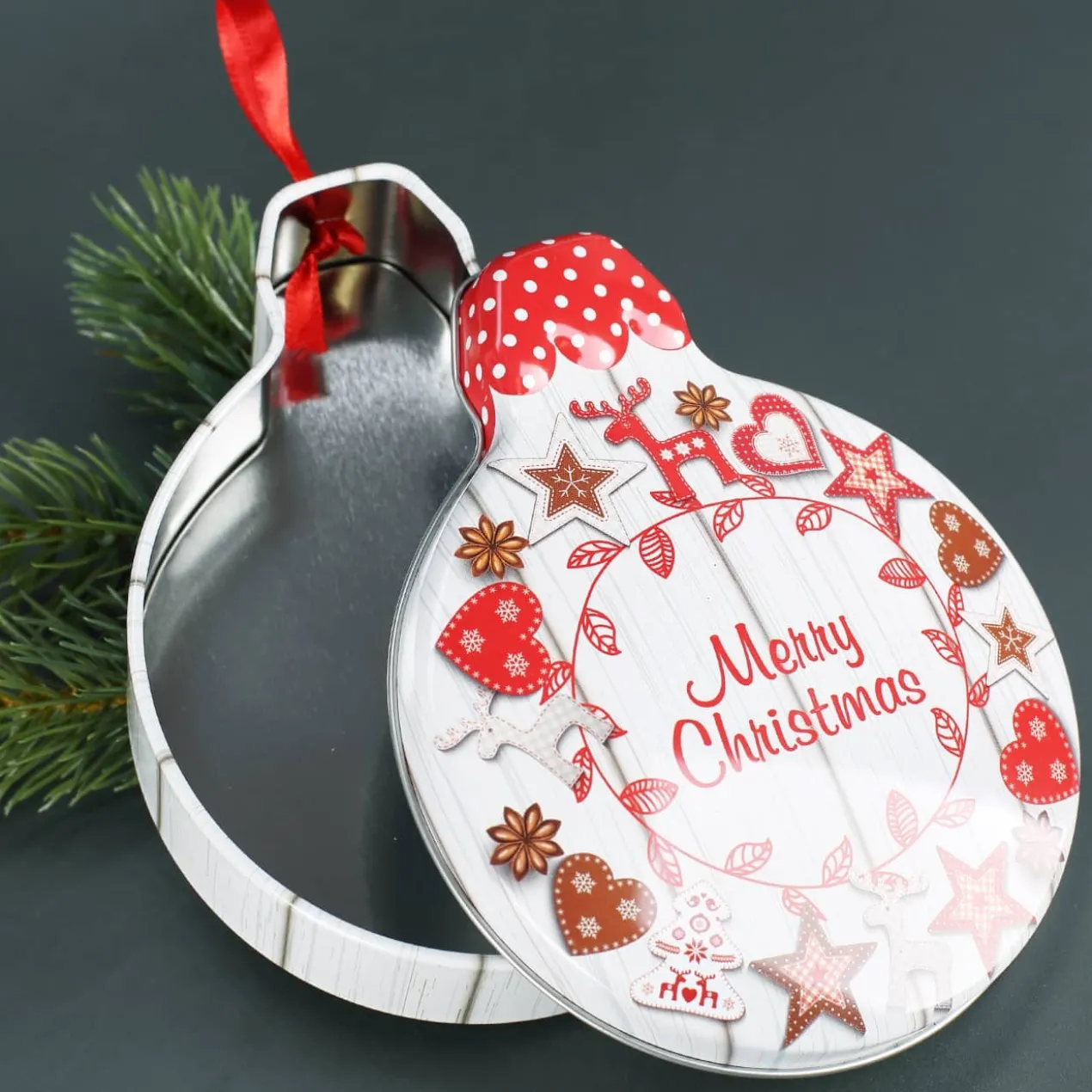 Metalldose Weihnachtskugel zum Aufhängen