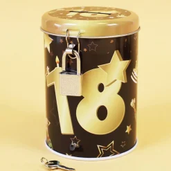 Metall-Spardose zum Geburtstag - schwarz/gold - verschiedene Zahlen