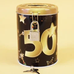 Metall-Spardose zum Geburtstag - schwarz/gold - verschiedene Zahlen