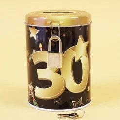 Metall-Spardose zum Geburtstag - schwarz/gold - verschiedene Zahlen
