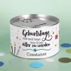 Metall-Spardose zum Geburtstag mit Konfettimotiv