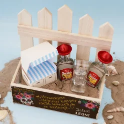 Mexikanisches Urlaubs-Feeling in der Holzkiste - mit Tequila und graviertem Schnapsglas