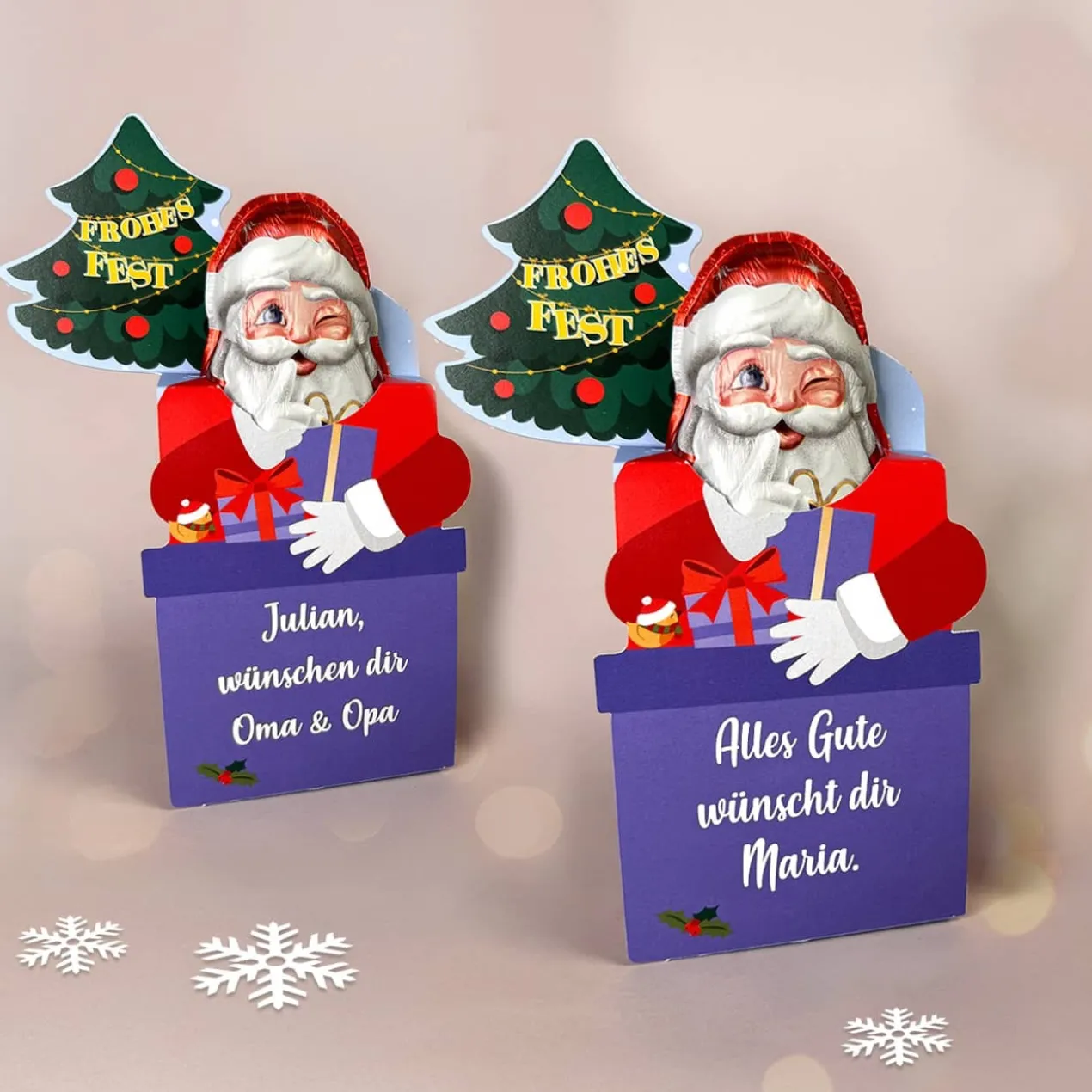 Milka Weihnachtsmann in Geschenkverpackung personalisiert mit Wunschtext | Süßes Weihnachtsgeschenk