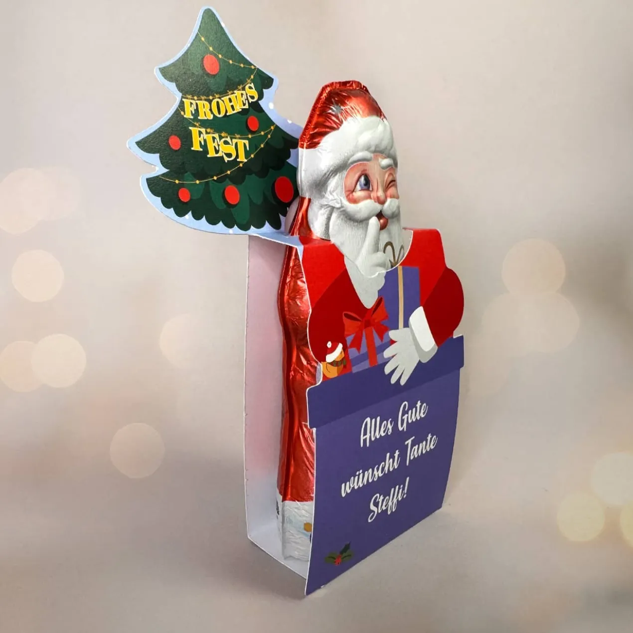 Milka Weihnachtsmann in Geschenkverpackung personalisiert mit Wunschtext | Süßes Weihnachtsgeschenk