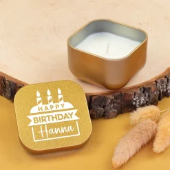 Mini Duftkerze als Geschenk zum Geburtstag personalisiert mit Name | Gold oder Rosé