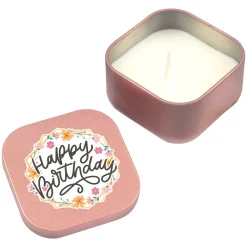 Mini Duftkerze 'Happy Birthday' mit Vanille Duft als Geschenk zum Geburtstag | Gold oder Rosé