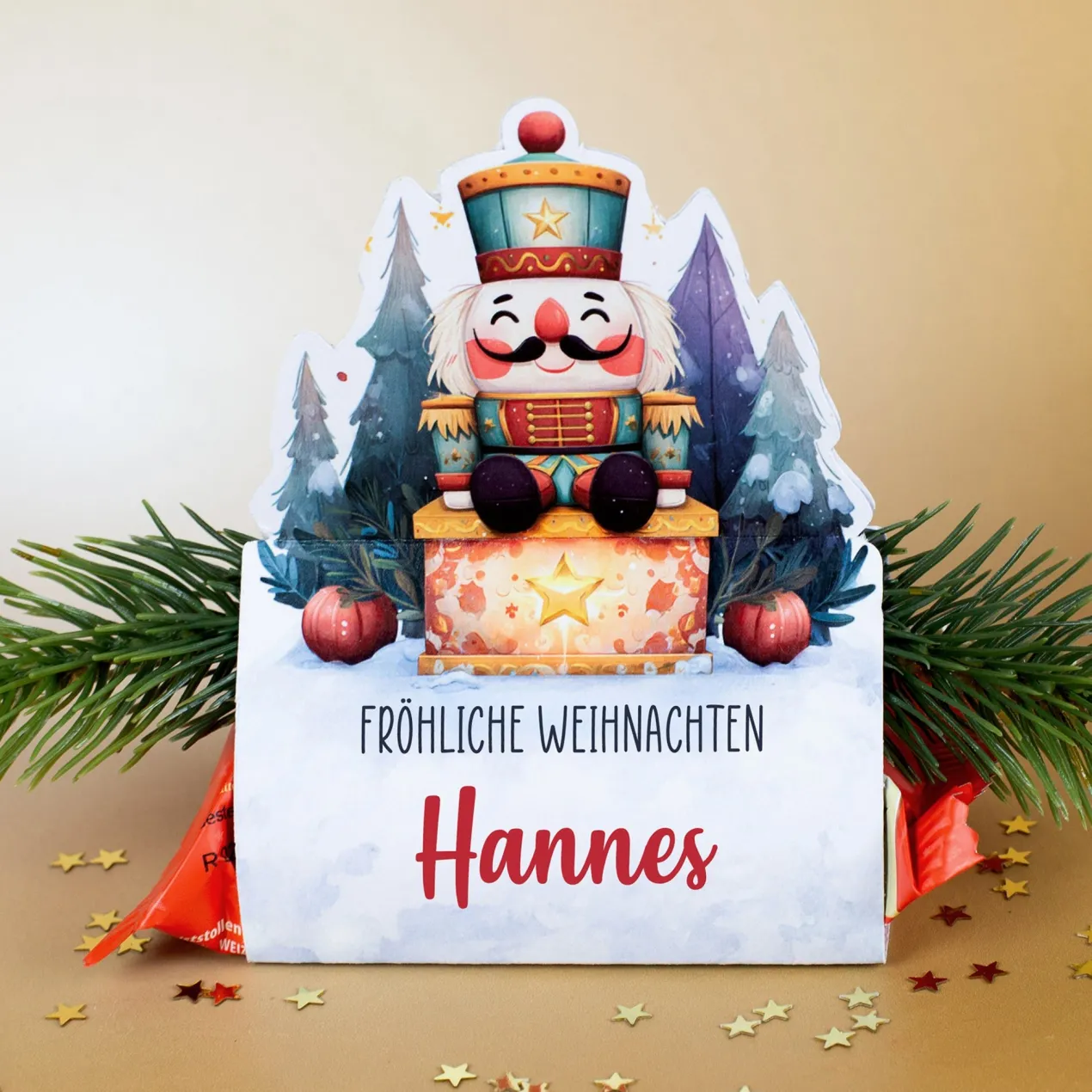 Mini-Stollen mit personalisierter Geschenkverpackung | 80g | Nussknacker-Motiv