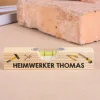 Mini Wasserwaage aus Holz mit Werkzeugmotiven und Ihrem Wunschtext bedruckt