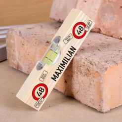 Mini Wasserwaage aus Holz mit zum Geburtstag mit Aufdruck