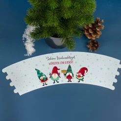 Mini Weihnachtsbaum mit Wichtelbanderole personalisiert mit Wunschtext | Hochwertige Weihnachtsdeko