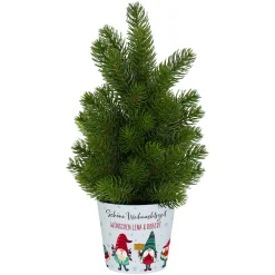 Mini Weihnachtsbaum mit Wichtelbanderole personalisiert mit Wunschtext | Hochwertige Weihnachtsdeko