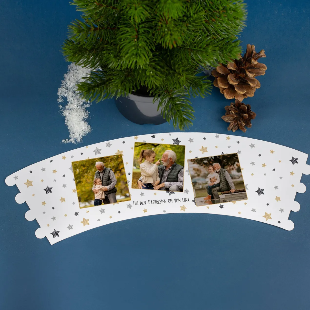 Mini Weihnachtsbaum personalisiert mit Fotos & Wunschtext | Geschenk zu Weihnachten und Advent