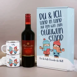Mit der besten Freundin - Hand in Hand zum Glühweinstand - Geschenkset mit Glühwein