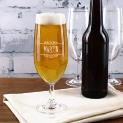 Männergeschenk zu Weihnachten - Bierglas mit Bierflasche in persönlicher Geschenktüte