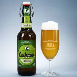 Männergeschenk zu Weihnachten - Bierglas mit Bierflasche in persönlicher Geschenktüte