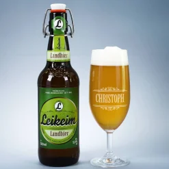 Männergeschenk zu Weihnachten - Bierglas mit Bierflasche in persönlicher Geschenktüte