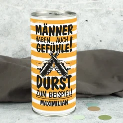Männer haben auch Gefühle! - 1 Liter Bierdose mit Spruch und Ihrem Wunschtext