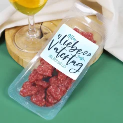 Männerpralinen zum Vatertag personalisiert | Salami Herzen mit Wunschtext als Geschenk zum Männertag