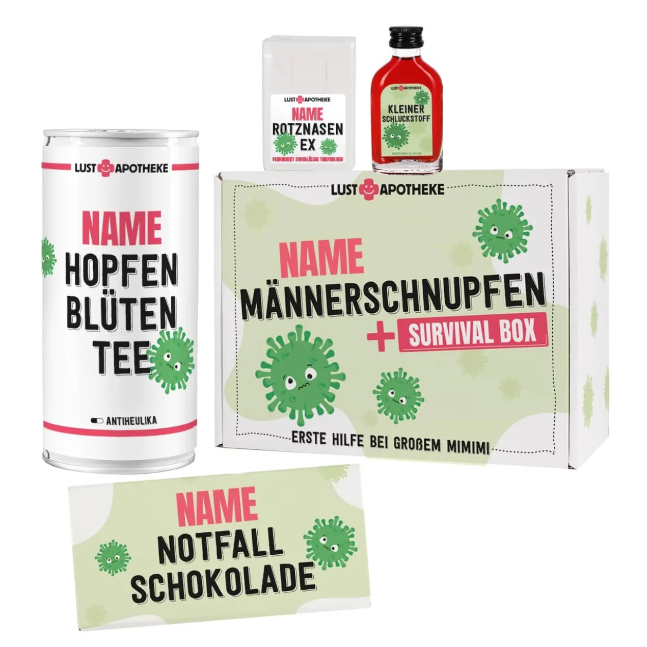 Männerschnupfen Survival Box - Erste Hilfe Set bei großem Mimimi