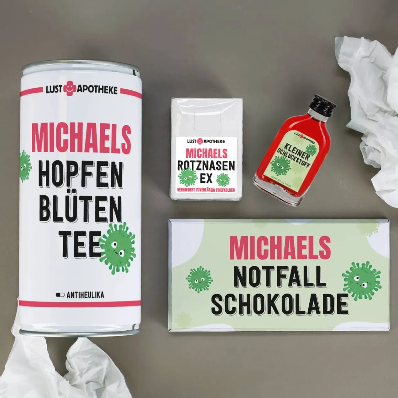 Männerschnupfen Survival Box - Erste Hilfe Set bei großem Mimimi