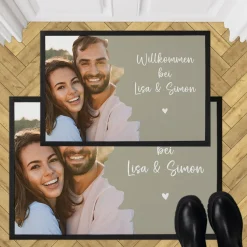 Moderne Foto-Fußmatte mit Ihrem Wunschtext