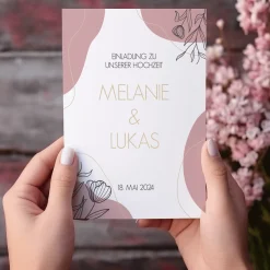 Moderne Hochzeitseinladung in verschiedenen Farben