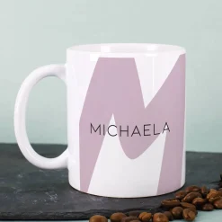 Moderne Keramiktasse - Monogramm - in verschiedenen Farben