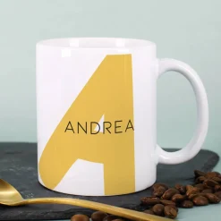 Moderne Keramiktasse - Monogramm - in verschiedenen Farben