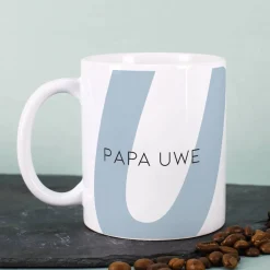 Moderne Keramiktasse - Monogramm - in verschiedenen Farben