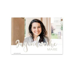 Modernes Banner zur Jugendweihe mit Foto und Name in verschiedenen Farben