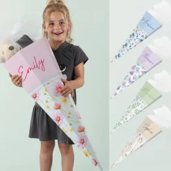 Moderne Schultüte mit gedrucktem Spitzendetail in 5 Varianten