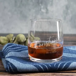 Modernes Whiskeyglas mit Wunschtexten - zum Geburtstag, Vatertag, für Trauzeugen