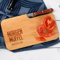 Morgenmuffel Messerbrett mit Ihrem Wunschnamen graviert
