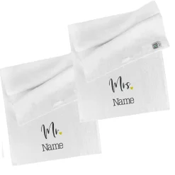 Mr & Mrs - Handtuch-Set mit Name bestickt, 2 Größen
