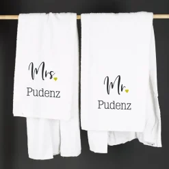 Mr & Mrs - Handtuch-Set mit Name bestickt, 2 Größen