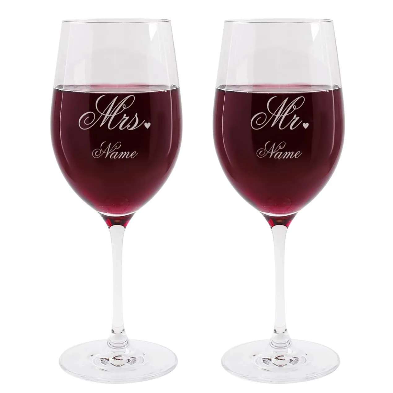 Mr. und Mrs. Weingläser im Set zur Hochzeit