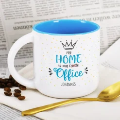 My home is my office - große Tasse mit Name