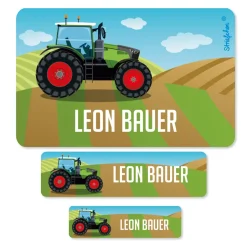 Namensaufkleber in 3 Größen mit Traktor