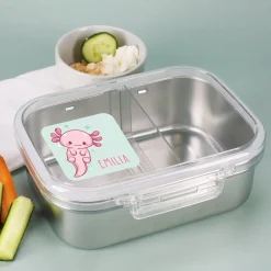Namensaufkleber mit Axolotl Motiv und Name personalisiert | 84 Sticker für Kindergarten, Kita & Schule