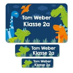 Namensaufkleber mit Dinosauriern
