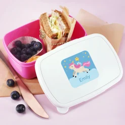 Namensaufkleber mit Einhorn Motiv und Name personalisiert | 84 Sticker für Kindergarten, Kita & Schule