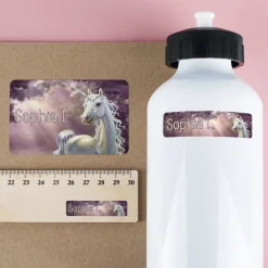 Namensaufkleber mit Einhorn und Name personalisiert | Geschenk für Mädchen, Schule und Kindergarten