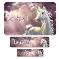 Namensaufkleber mit Einhorn und Name personalisiert | Geschenk für Mädchen, Schule und Kindergarten