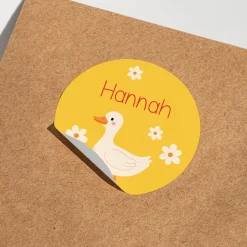 Namensaufkleber mit Ente Motiv und Name personalisiert | 84 Sticker für Kindergarten, Kita & Schule