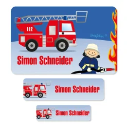 Namensaufkleber mit Feuerwehrmann