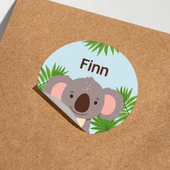 Namensaufkleber mit Koala Motiv und Name personalisiert | 84 Sticker für Kindergarten, Kita & Schule