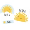 Namensaufkleber mit Sonne Motiv und Name personalisiert | 84 Sticker für Kindergarten, Kita & Schule