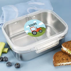 Namensaufkleber mit Traktor Motiv und Name personalisiert | 84 Sticker für Kindergarten, Kita & Schule