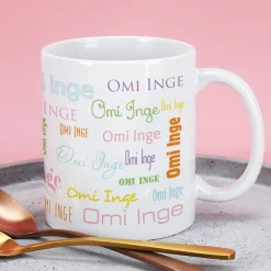 Namenstasse in bunten Frühlingsfarben mit verschiedenen Füllungen